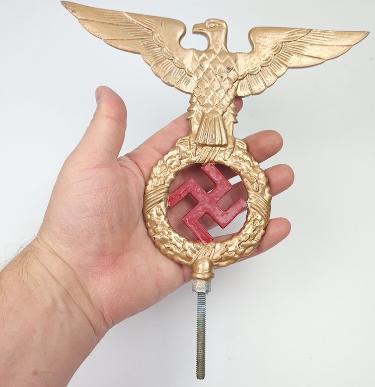 WW2 German Nazi early Third Reich NSDAP parade eagle pole top of flag