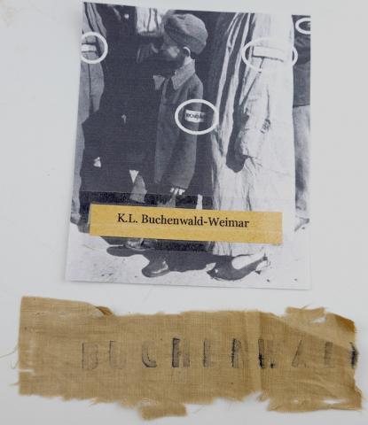 Concentration camp Buchenwald inmate sleeve liberation patch photo uniform original inmate artifact