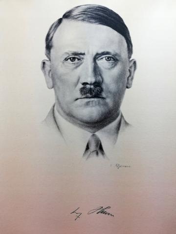 Early Fuhrer NSDAP Adolf Hitler original painting signature photo drawing frame artwork authograph