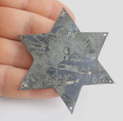Holocaust Tarnow Ghetto wall building metal Jewish Star of David worn original jude juif jood