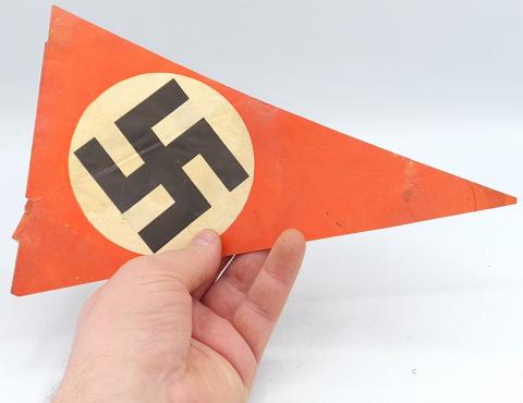RARE AUSTRIA 1938 WELCOME TO THE THIRD REICH Hitler NSDAP SWASTIKA PENNANT FLAG