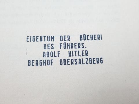 Third Reich Fuhrer Adolf Hitler personal belongings book ah personal library in the Berghof - stamped