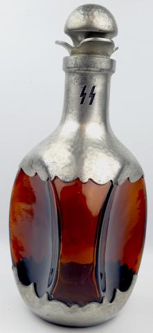 UNIQUE waffen SS commemorative carafe bottle with 3 city engraved & SS runes