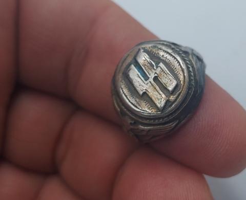 Waffen SS officer silver ring marked Third reich, RZM & silver 800
