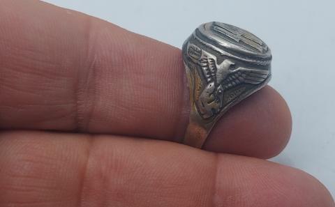 Waffen SS officer silver ring marked Third reich, RZM & silver 800