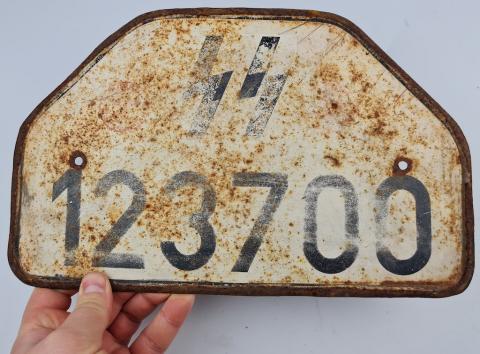 Waffen SS totenkopf division rare tank panzer licence plate original for sale