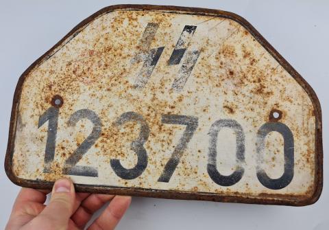 Waffen SS totenkopf division rare tank panzer licence plate original for sale
