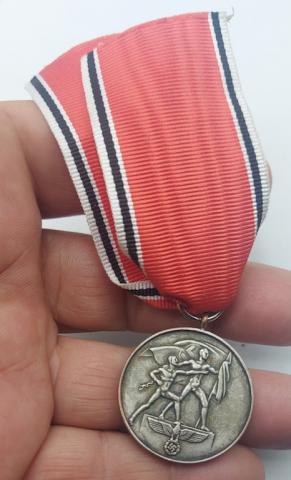WW2 German Nazi Occupation of Sudetenland 1st Oct. 1938 medal award