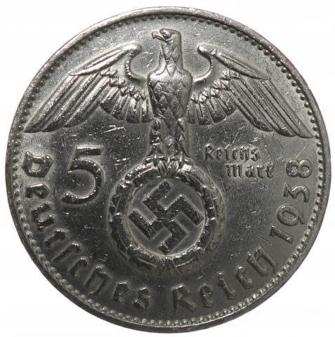 WWII Nazi Germany Silver Swastika Coin 2 Reichsmark Hitler WW2 Third Reich Era