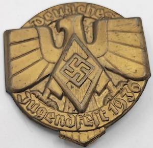 WW2 GERMAN NAZI HITLER YOUTH HJ GOLD PIN DEUTSCHE HITLERJUGEND BADGE