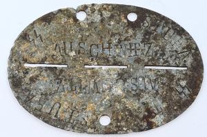 Concentration Camp AUSCHWITZ Waffen SS totenkopf GUARD disc ID dogtag dog tag relic found