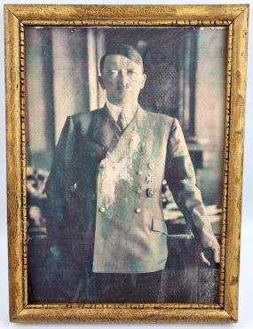 Third Reich Fuhrer Adolf Hitler period photo frame with original seal trace