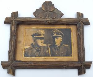 Concentration camp AUSCHWITZ Waffen SS totenkopf officer guards photo in frame