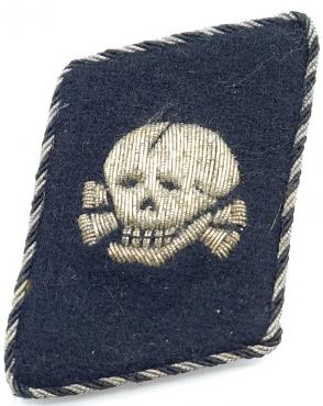 original uniform Waffen SS totenkopf concentration guard vertical collar tab flatwire OFFICER rank