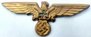 WW2 German Nazi Veterzan metal cap eagle insignia no prongs
